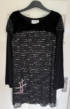 UNUSUAL, BLACK, VELVET & LACE DRESS BY ELISA CAVALETTI - UK 12 - CHARITY SALE