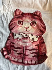 Vintage Charlie The Kitten Pink Red Tabby Cat Cut N Sew Pillow 1960s