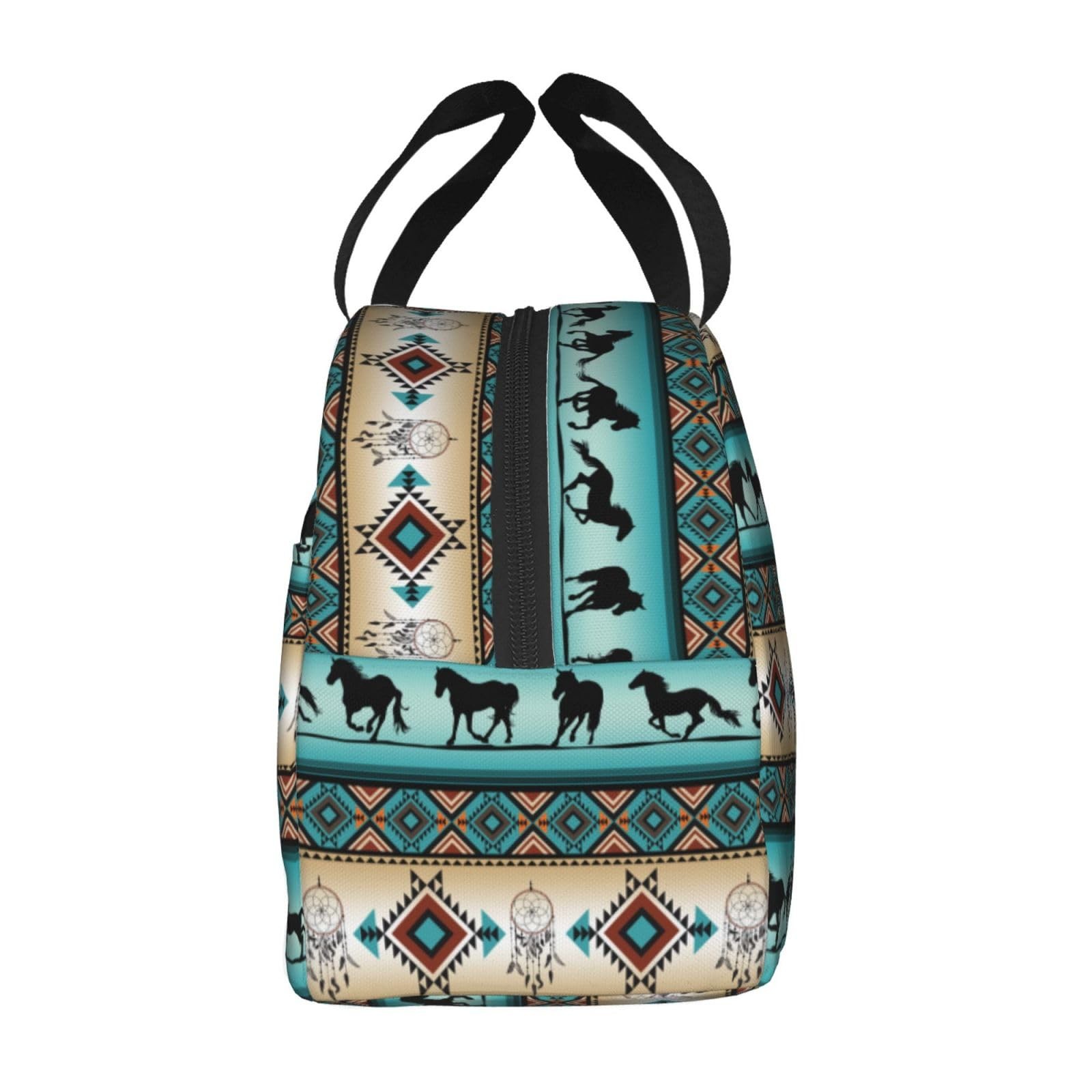 Giwawa Navajo Horse Lunch Box for Girls Boys Western Lunch Bag Women Aztec Lu...