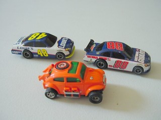 3 Vintage HO Slot Cars Life Like #48 & #88 / AFX Tyco Orange VW Baja Bug