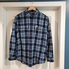 Carhartt Shirt Mens Medium Blue Plaid Flannel Hubbard Original Fit Heavyweight