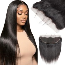 13x4 Lace Frontal 18" Brazilian Straight Human Hair - HD Unprocessed Virgin 150 