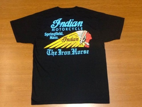 Toyo Indian Motorcycle T-Shirt The Iron Horse Black Size L Vintage Tee