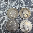 Four (4) Washington Silver Quarters, 1932, 1934, 1935 - WQ401