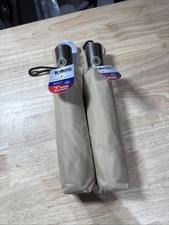 Totes Titan NeverWet Automatic Compact Umbrella 43  Coverage Tan Khaki Lot Of 2