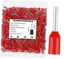 1000PCS Wire Ferrules Connectors,Wire End Ferrule Terminals,Crimp AWG20 Red