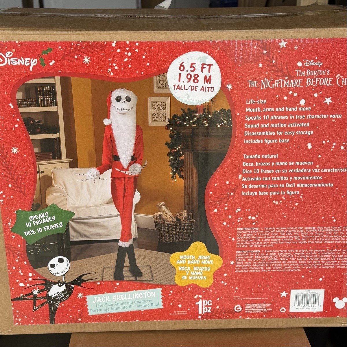 Disney 6.5 Ft Jack Skellington as Sandy Claws Animatronic New In