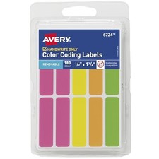 Avery Color-Coding Removable Labels, 1/2" x 1-3/4", Assorted Neon Colors,