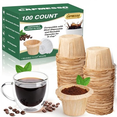 CAPMESSO Disposable Coffee Paper Filters, 100 Count Keurg 100 Count, Natural