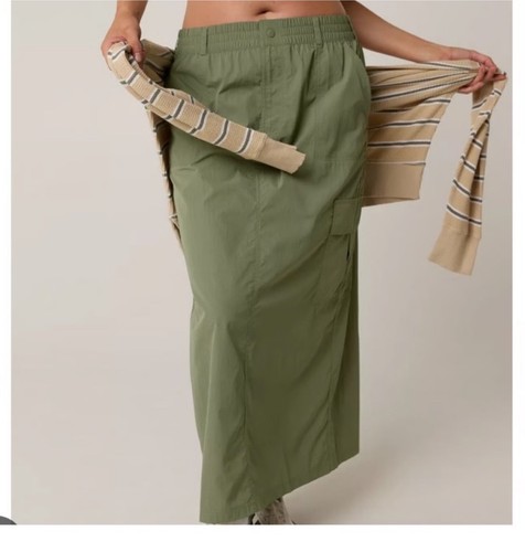 NWT AERIE OFFLINE On the Move Maxi Cargo Parachute Skirt Size Medium Green Y2K - Picture 7 of 7