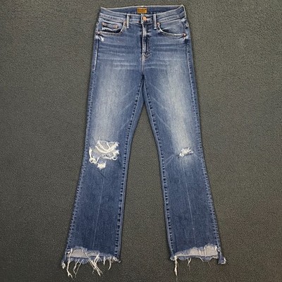 Mother Inside Crop Step Chew Jeans size 25 Dancing On Coals Blue Denim Stretch