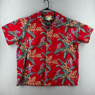 Vintage Paradise Found Shirt Mens 3XL Red Birds of Paradise Magnum PI Hawaiian