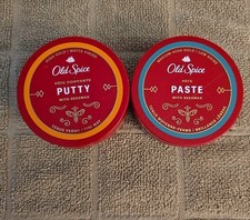 2 Pc Mix Old Spice Hair Styling Putty/Paste Beeswax Med-Hi Hold Low Shine K86 