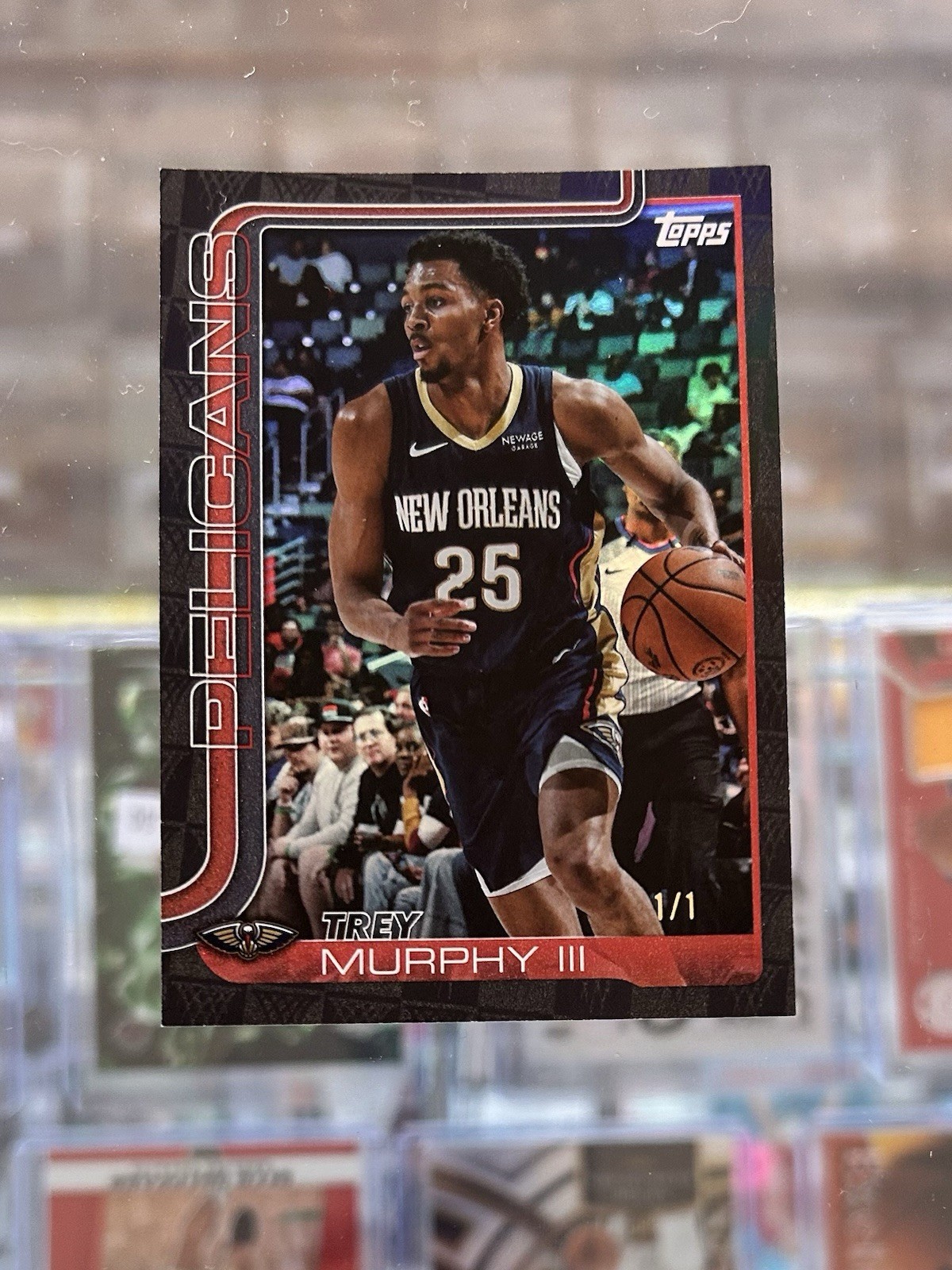 2025-26 Topps #190 Trey Murphy Black Tip-Off Foil 1/1 Pelicans