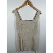 Old Navy Women Linen Blend Dress L Beige Minimalist Euro Summer Chic Lightweight