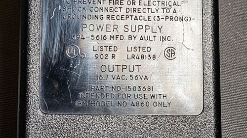 IBM P/N 1503681 120V AC - 16.7V 56VA AC PCjr 4860 proprietary power supply - Picture 4 of 7