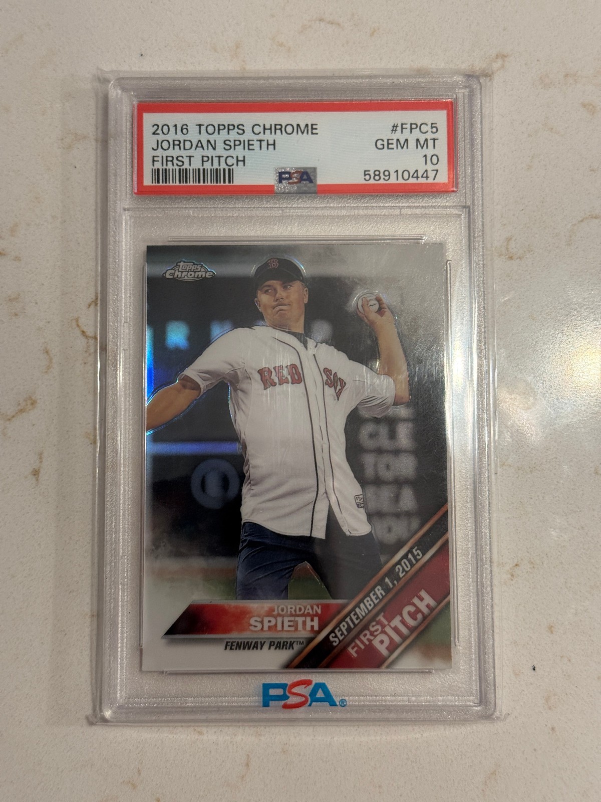 2016 Topps Chrome First Pitch Refractor Jordan Spieth #FPC-5 PSA 10 GEM MT