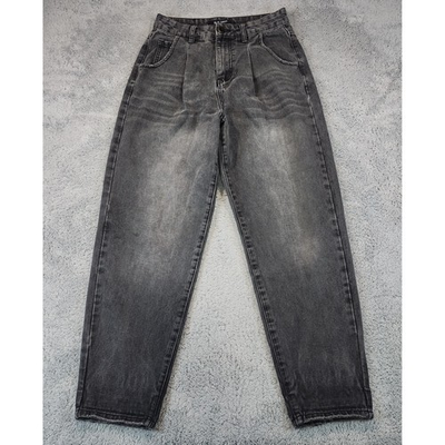 #ad Barrel High Rise Jeans Womens Size 27 Black Curved Leg Loose Baggy Blue Savvy $19.87