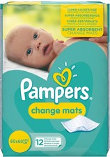 Pampers Baby Change Mat, 12 Portable Nappy Changing Mats & Covers, 60 x 60 cm