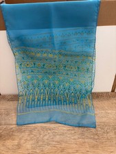 Scarf - Sheer Blue with Indian Pattern