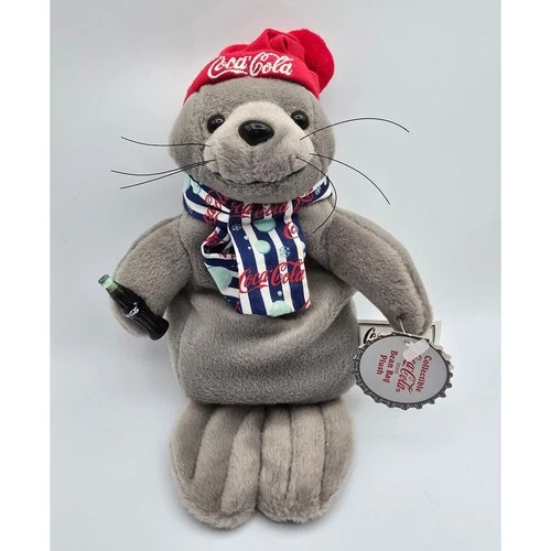 Vintage 90s Coca Cola Bean Bag Plush Seal Collectible 1999 w/ Tags