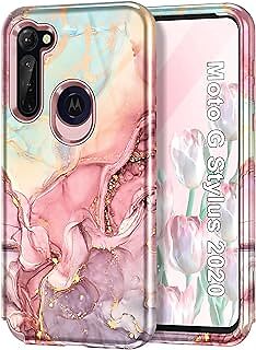 Btscase for Moto G Stylus Case 2020|Heavy Duty Three Layer Marble Shockproof Ful