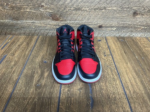 Air Jordan 1 Mid 'Banned' Black/Gym Red 554724-074 US Men's Size 8 DEADSTOCK - Picture 4 of 8