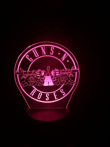 GUNS N ROSES ROCK N ROLL 3D Acrílico LED 7 Colores Luz Nocturna Lámpara de Mesa Táctil - Imagen 2 de 5
