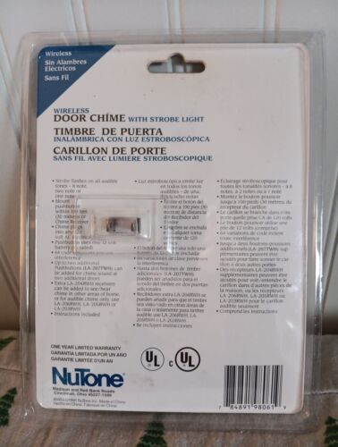 Nutone LA-204WH Wireless Door Chime W/Strobe Light Brand New Sealed White 🎁 - Picture 2 of 7