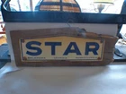Vintage STAR Porcelain Oklahoma Georgia Pennsylvania Metal Sign On Wood Slab