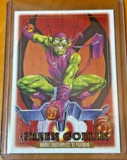 2024 GREEN GOBLIN UD MARVEL MASTERPIECES 92 PLATINUM WOOD PARALLEL 1:72 RARE SP*