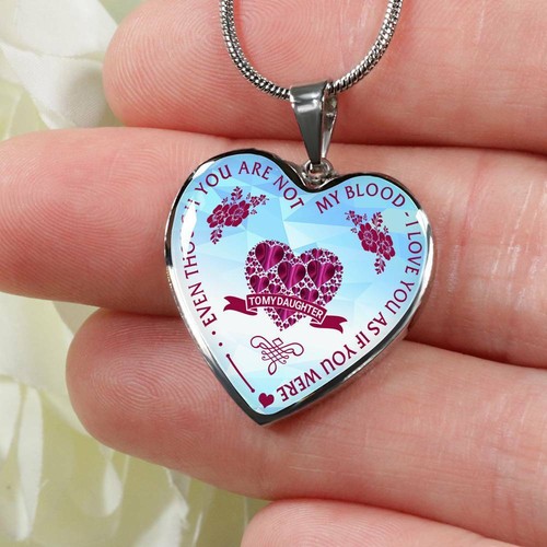 To My Daughter Gift From Step Mom Dad - Step Daughter Unique Heart Necklace Gift - Picture 3 of 9