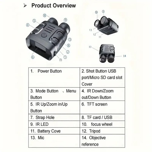 HD 1080p Night Vision Binoculars With 5x Digital Zoom Night Vision Goggles - Picture 8 of 10