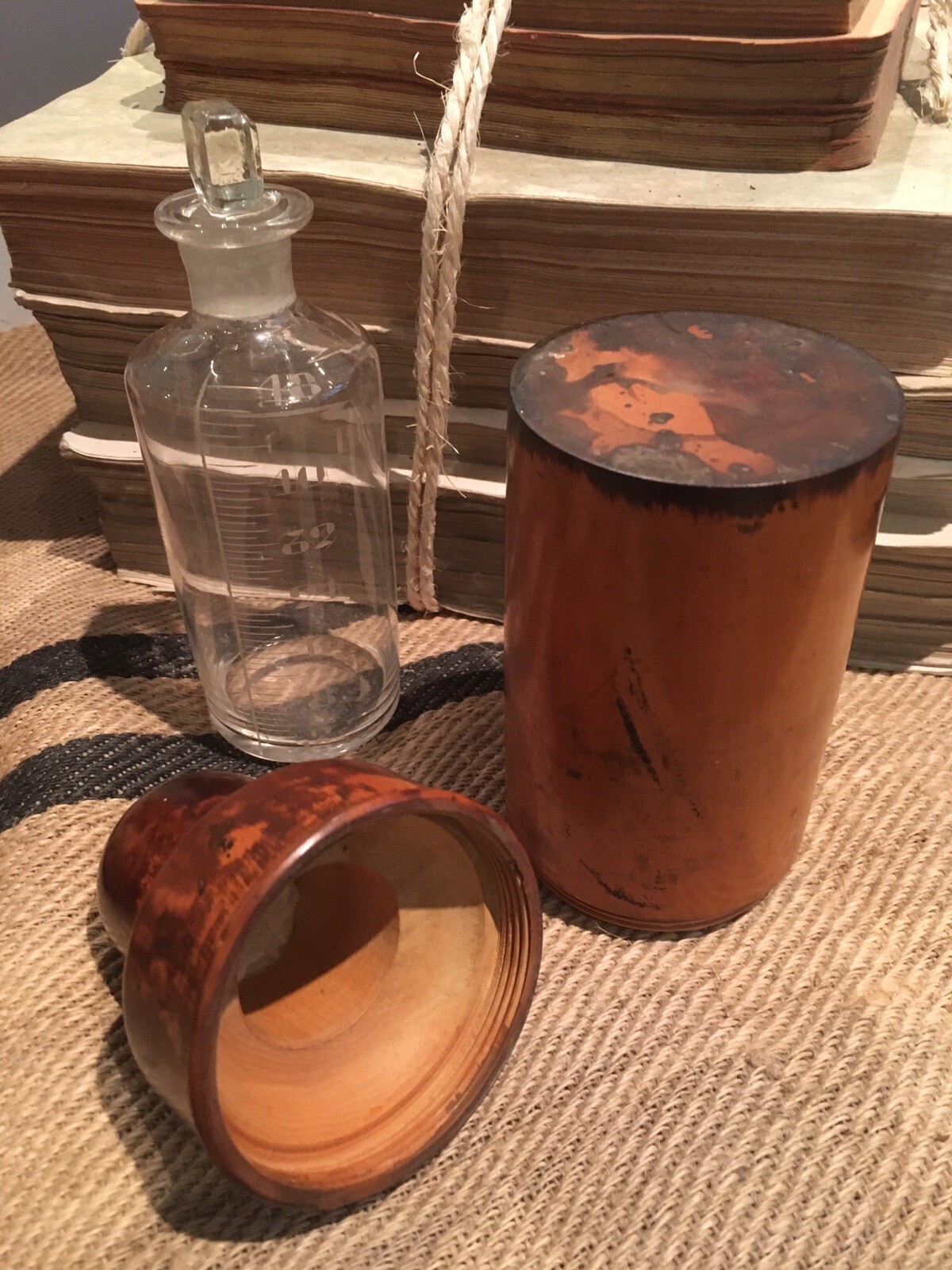 Antique Turned Boxwood Medicine Bottle Holder By S Maw Son & Thompson