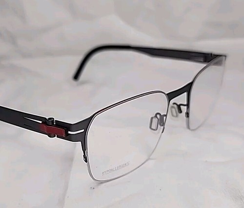 OVVO Optics 3933 Graphite/ Red Accent Titanium Eyeglass Frame Half Rim 49/21/140 - Picture 2 of 7