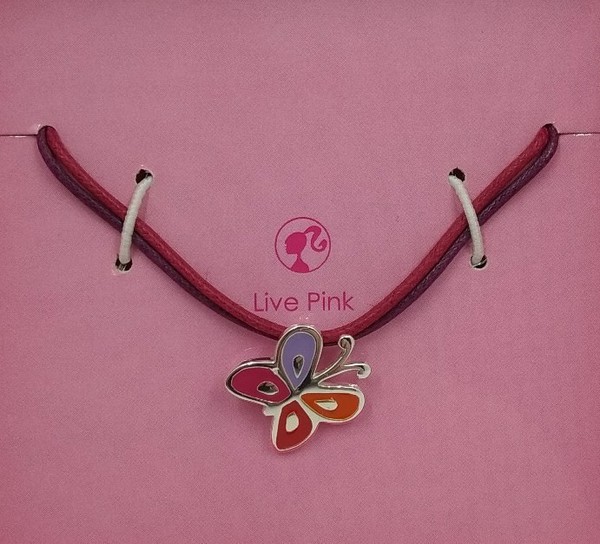 Collar para niñas Barbie en plata de ley. Mariposa.