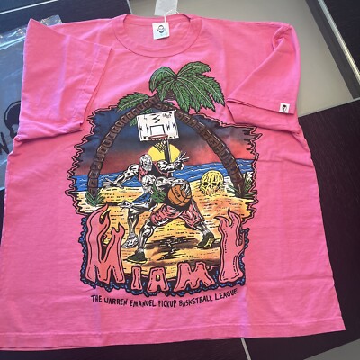 Warren Lotas x Eric Emanuel Pick Up Basketball League Pink Miami T-Shirt  Large