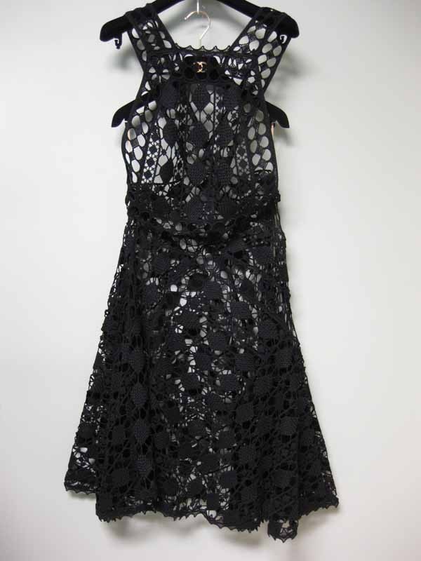 $4350 Clare Waight Keller for Chloe SS 2014 Crocheted Lace Overlay Blk Dress 36 image 3