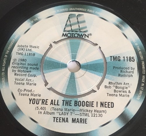 TEENA MARIE Behind The Groove 7" B/w You're All The Boogie I Need (tmg1185) Ex - Picture 2 of 3