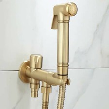 Bathroom Shower Bidet Toilet BRASS Sprayer Bidets Brushed Gold Holder Valve Set