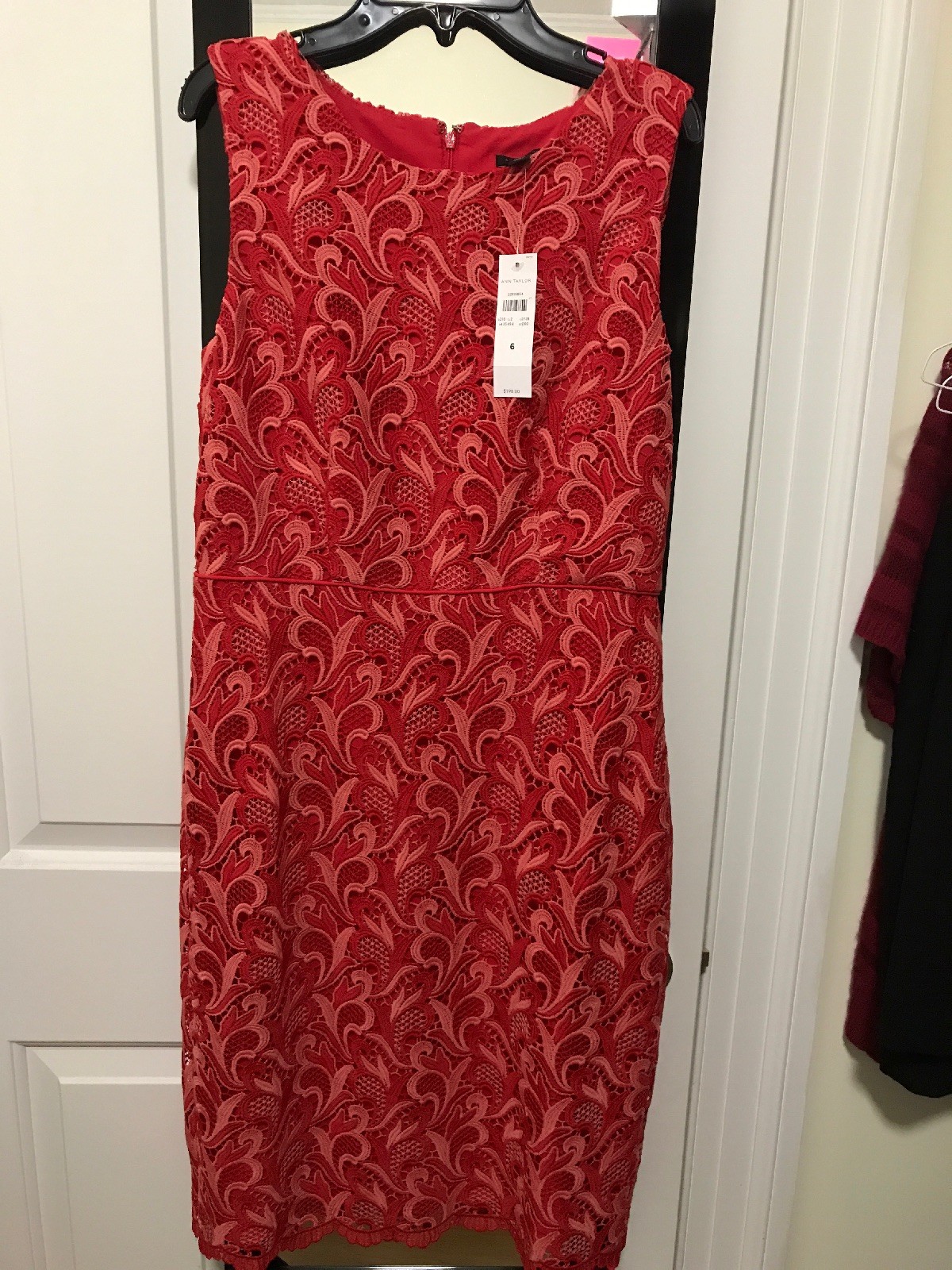 NWT Ann Taylor rot coral lace Dress Größe 6 NWT Ann Taylor rot coral lace Dress Größe 6