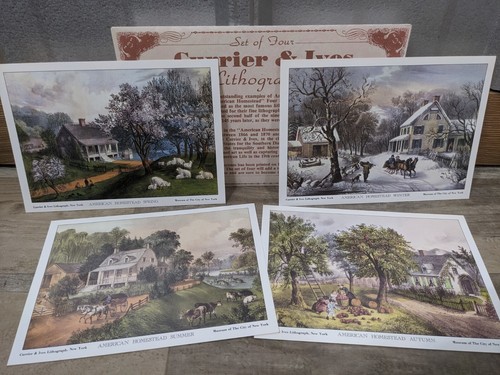 Lot De 4 Assiettes Décoratives 4 Saisons Currier & Ives - Porcelaine