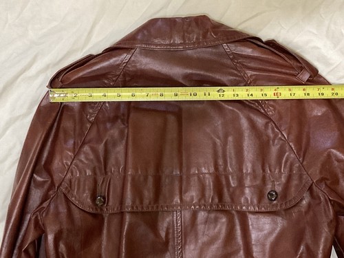 Vincent's of Indiana Leather Trench Coat Jacket Brown- 22" pit to pit -45” Long - Picture 3 of 12