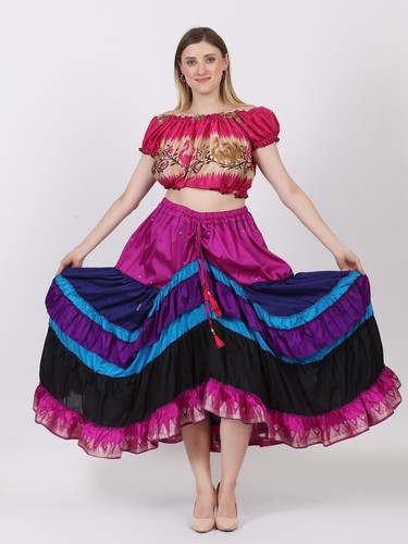 Venta al por mayor Faldas de baile flamenco festival multicapa tribales para mujer lote surtido - Imagen 2 de 18