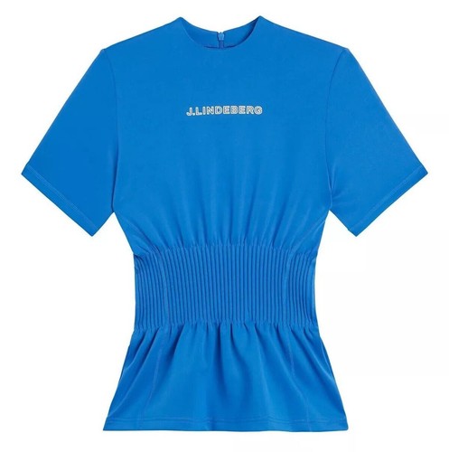 J. Lindeberg Damen Kim Golf gesmokte Taille schnelltrocknend Kurzarm Shirt Oberteil