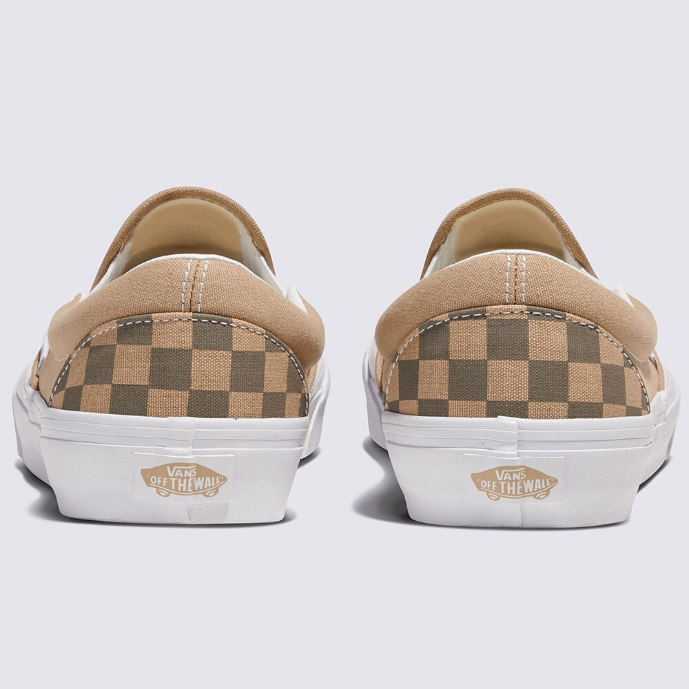 ★関税込★VANS★Classic Slip-On CANVAS BLOCK Brown★22-29cm New Vans Classic Slip-On Canvas Block Checkerboard Brown