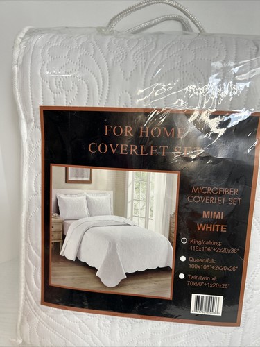 Home Collection 3pc King/Cal King Over Size Luxury Embossed Solid White - Picture 3 of 3