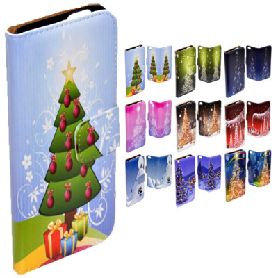 For Nokia Series - Christmas Tree Theme Print Wallet Mobile Phone Case Cover #1