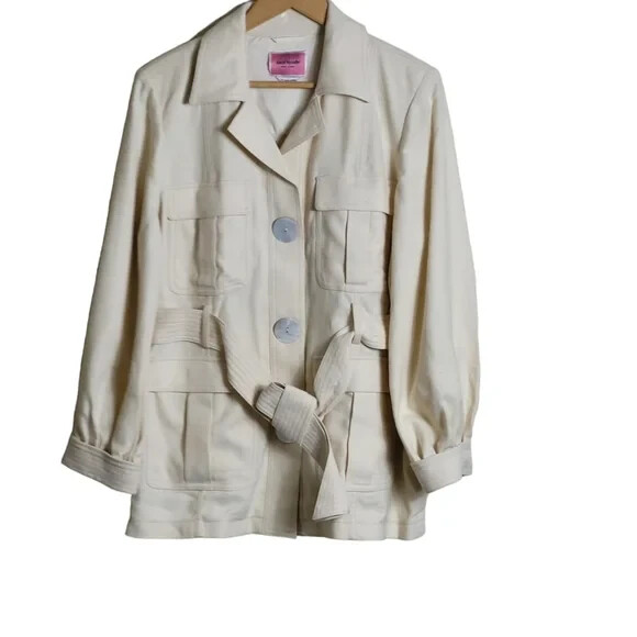 KATE SPADE Women's White Luxe Twill Jacket US Size 14