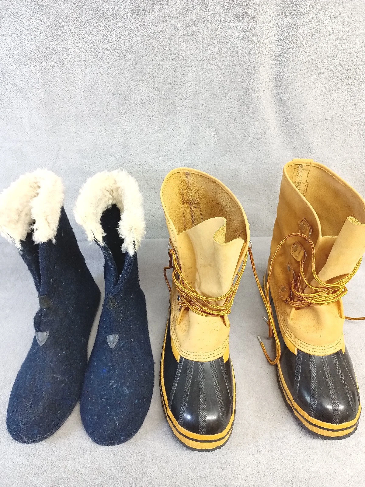 Permahyde Boots Men's Size 12 Tan Snow Rain Rubber Steel Shank Faux Fur Inserts
